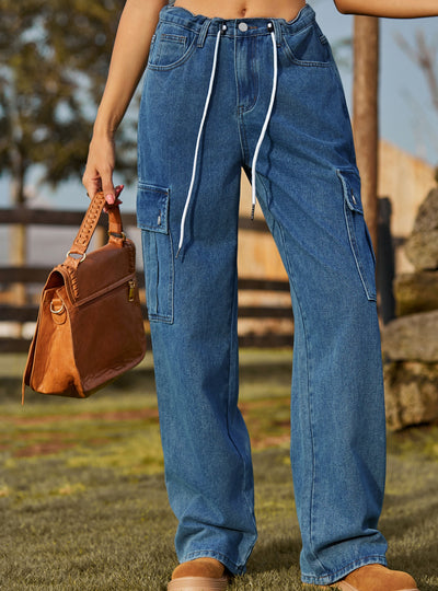 Trousers Adjustable Drawstring Pants Jeans