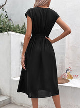 Simple Lace-up V-neck Dress