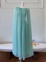 Green Slim Chiffon Pleated Dress