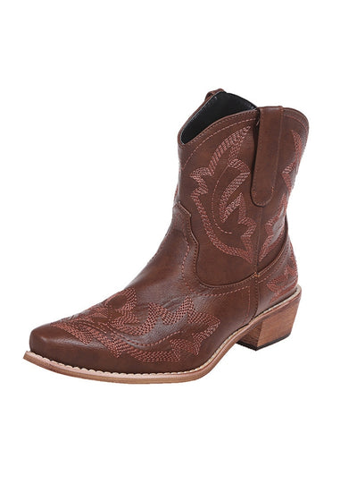 Thick Heel and Pointed Rubber Short Martin Boots