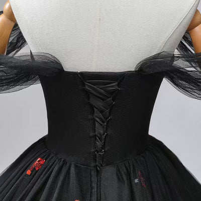 Black Tulle Sequins Prom Dress