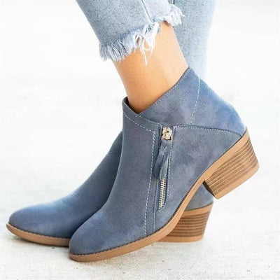Suede Double-sided Zipper Booties