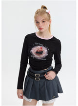 Wrinkled Long Sleeve Slim T-shirt