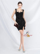 Sequins Straps Mini Prom Dress