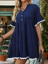 V-neck Solid Color Summer Dress