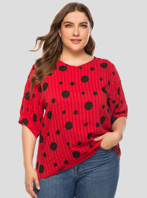 Polka Dot Printing Loose Short Sleeve T-shirt