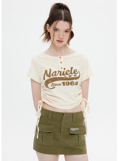 Retro Strap Short Short Sleeve T-shirt