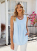 Round Neck Pleated Sleeveless Loose Chiffon Vest