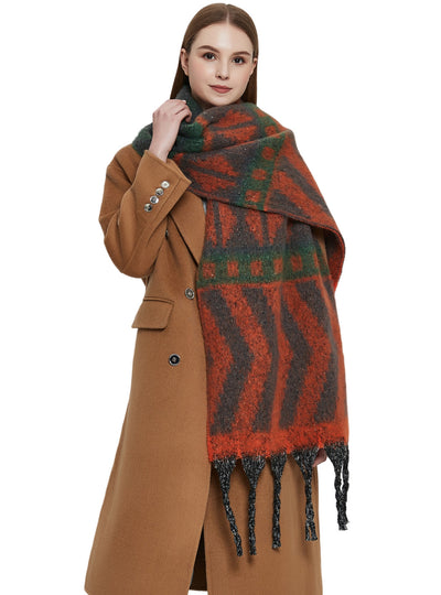 Thickened Coarse Tassel Jacquard Scarf