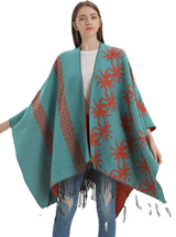 Double Tassels Increase Thick Split Cloak Shawl
