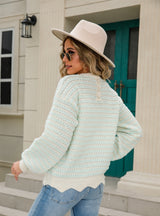 Round Neck Openwork Pullover Sweater