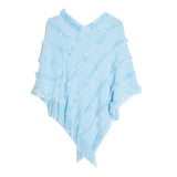 V-neck Solid Color Knitted Plush Shawl