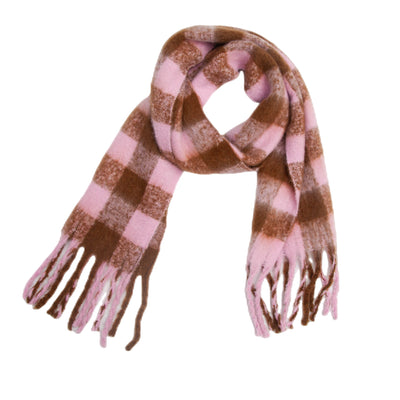 Women Plaid Tassel Thick Scarf