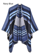 Retro Travel Cloak Jacquard Warm Split Scarf