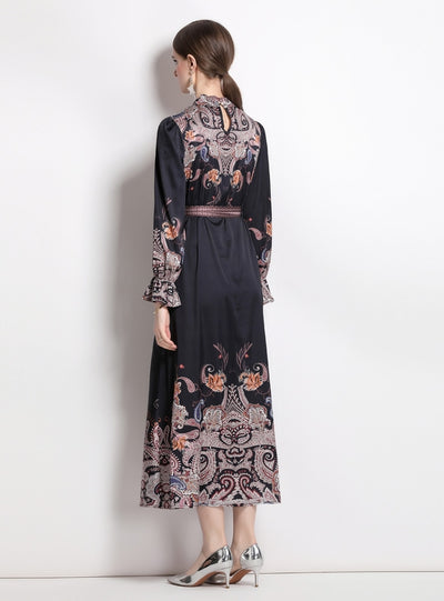 Retro Palace Horn Sleeve Slim Dress