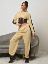 Contrast Tight Top Trousers Sports Suit