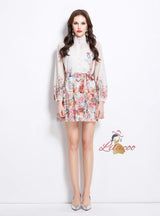Palace Retro Lantern Sleeve Slim Printed Dress