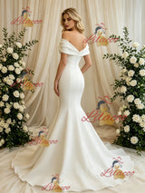 White Mermaid Off the Shoulder Wedding Dress