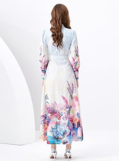 Slim-fit Printed Long Sleeve Dress