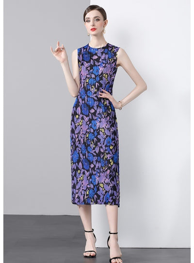 Women Round Neck Printed Dress