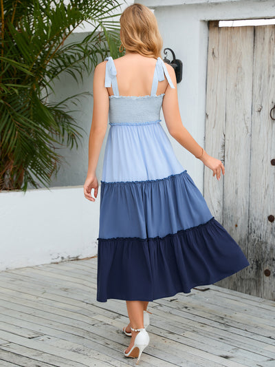 Spliced Rayon Loose Slim Long Dress