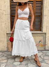 A-line Leisure Seaside Holiday Skirt