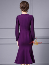 Long Sleeve Beading Mother Of The Bride Dress