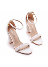 11 cm Pearls Thick Heel Round Toe Sandals