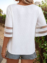 Five-point Sleeve V-neck White Top