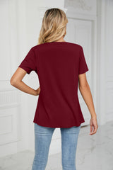 Solid Color Round Neck Short Sleeve T-shirt