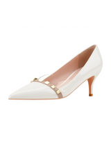 Patent Leather Shallow Mouth Pointed Metal Rivet Shoes