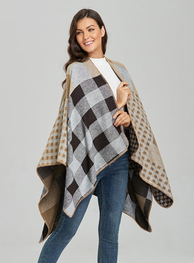 Fashion Cashmere Split Warm Shawl Cloak