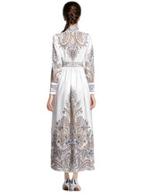 Holiday Long Printed Long Sleeve Dress