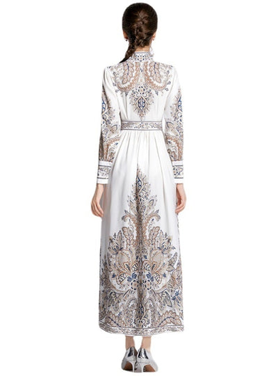 Holiday Long Printed Long Sleeve Dress