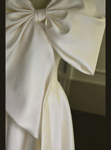 Ivory Satin One Shoulder Bow Wedding Dress
