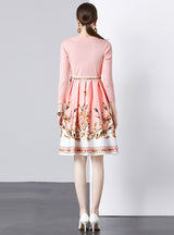 Knitted Stitching Printed Dress