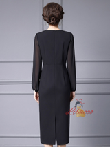 Black Long Sleeve Crystal Mother Of The Bride Dress
