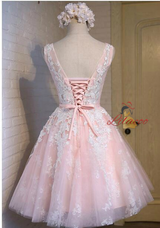 Blue Lace Tulle Homecoming Dress