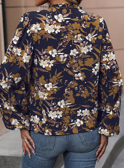 Long Sleeve V-neck Retro Shirt