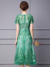 Purple Lace V-neck Mother Of The Bride Dress