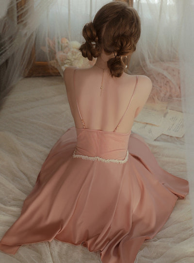 Chest Pad Ice Silk Sling Nightdress Robe Suit