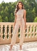 Sleeveless Sequined Jumpsuit With Belt