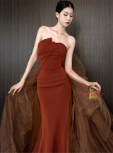 Mermaid Tulle Strapless Prom Dress
