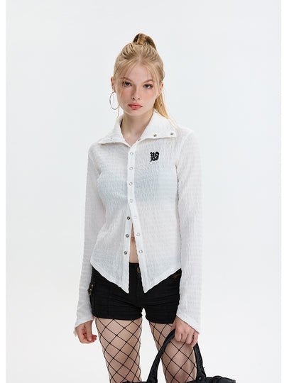 Lapel Long Sleeve Shirt T-shirt