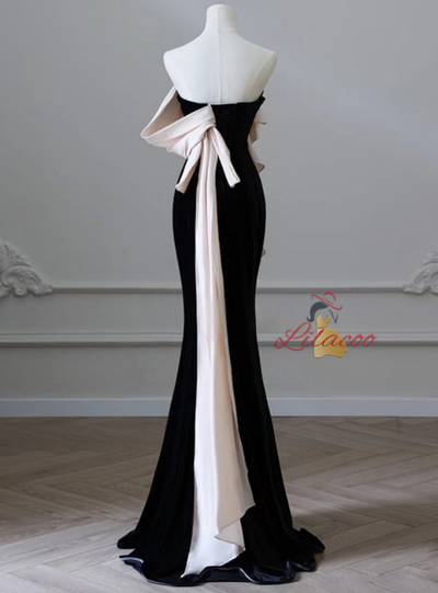 Black Mermaid Velvet Prom Dress