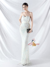Mermaid Sequins Strapless Prom Dress