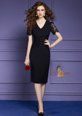 Purple V-neck Lace Mother Of The Bride Dress