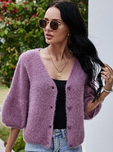 V-neck Short Knit Loose Sweater