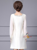 Black Satin Long Sleeve Mother Of The Bride Dress