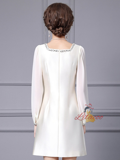 Black Satin Long Sleeve Mother Of The Bride Dress